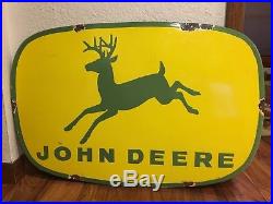 John Deere Original 4 Legged Vintage Heavy Porcelain Metal Sign 24x36