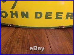 John Deere Original 4 Legged Vintage Heavy Porcelain Metal Sign 24x36