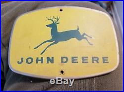 John Deere Original Vintage 1950s Tractor Metal Emblem Farm Sign Barn Art Old