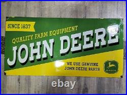 John Deere Parts Porcelain Enamel Sign 48 X 24 Inches