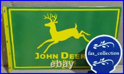 John Deere Porcelain Enamel Sign 18 x 10 Inches 2 Sided