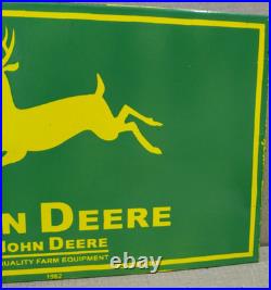 John Deere Porcelain Enamel Sign 18 x 10 Inches 2 Sided
