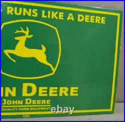 John Deere Porcelain Enamel Sign 18 x 10 Inches 2 Sided John Deere Porcelain Enamel Sign 18 x 10 Inches 2 Sided