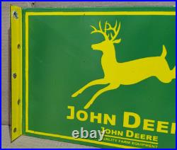 John Deere Porcelain Enamel Sign 18 x 10 Inches 2 Sided