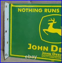 John Deere Porcelain Enamel Sign 18 x 10 Inches 2 Sided John Deere Porcelain Enamel Sign 18 x 10 Inches 2 Sided