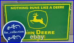 John Deere Porcelain Enamel Sign 18 x 10 Inches 2 Sided John Deere Porcelain Enamel Sign 18 x 10 Inches 2 Sided