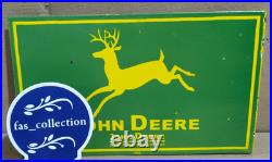 John Deere Porcelain Enamel Sign 18 x 10 Inches 2 Sided