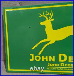 John Deere Porcelain Enamel Sign 18 x 10 Inches 2 Sided