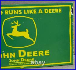 John Deere Porcelain Enamel Sign 18 x 10 Inches 2 Sided John Deere Porcelain Enamel Sign 18 x 10 Inches 2 Sided