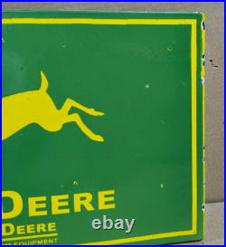 John Deere Porcelain Enamel Sign 18 x 10 Inches 2 Sided