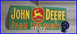 John Deere Porcelain Enamel Sign 36 x 15 Inches