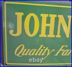 John Deere Porcelain Enamel Sign 36 x 15 Inches