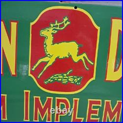John Deere Porcelain Enamel Sign 36 x 15 Inches