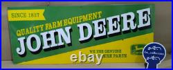 John Deere Porcelain Enamel Sign 36 x 15 Inches 1 Sided