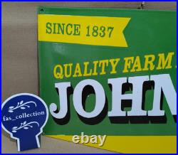 John Deere Porcelain Enamel Sign 36 x 15 Inches 1 Sided