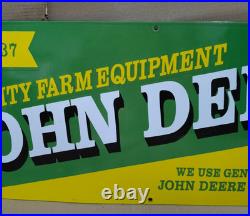 John Deere Porcelain Enamel Sign 36 x 15 Inches 1 Sided
