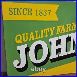 John Deere Porcelain Enamel Sign 36 x 15 Inches 1 Sided