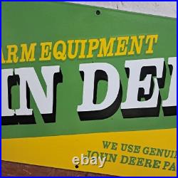 John Deere Porcelain Enamel Sign 36 x 15 Inches 1 Sided