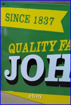 John Deere Porcelain Enamel Sign 36 x 15 Inches 1 Sided