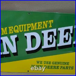 John Deere Porcelain Enamel Sign 36 x 15 Inches 1 Sided