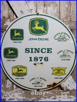 John Deere Porcelain Sign 30 Scarce Rare Farming Tractor Dealer Sales Garage