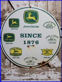 John Deere Porcelain Sign 30 Scarce Rare Farming Tractor Dealer Sales Garage