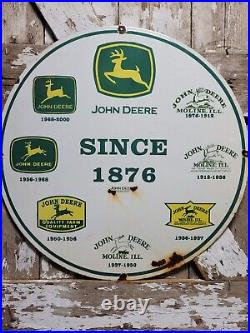 John Deere Porcelain Sign 30 Scarce Rare Farming Tractor Dealer Sales Garage