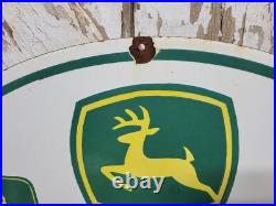 John Deere Porcelain Sign 30 Scarce Rare Farming Tractor Dealer Sales Garage