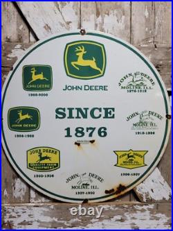 John Deere Porcelain Sign 30 Scarce Rare Farming Tractor Dealer Sales Garage