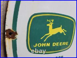 John Deere Porcelain Sign 30 Scarce Rare Farming Tractor Dealer Sales Garage