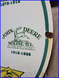 John Deere Porcelain Sign 30 Scarce Rare Farming Tractor Dealer Sales Garage