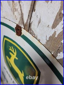 John Deere Porcelain Sign 30 Scarce Rare Farming Tractor Dealer Sales Garage