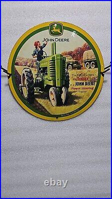 John Deere Porcelain Sign Pinup Girl Harvester Farm Tractor Gas Oil Truck John Deere Porcelain Sign Pinup Girl Harvester Farm Tractor Gas Oil Truck