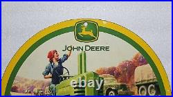 John Deere Porcelain Sign Pinup Girl Harvester Farm Tractor Gas Oil Truck John Deere Porcelain Sign Pinup Girl Harvester Farm Tractor Gas Oil Truck