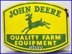 John Deere Quality Farm Equipment 48x37 Inch Porcelain Enamel Sign Single Side