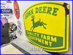 John Deere Quality Farm Equipment 48x37 Inch Porcelain Enamel Sign Single Side