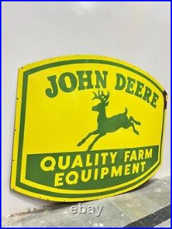 John Deere Quality Farm Equipment 48x37 Inch Porcelain Enamel Sign Single Side