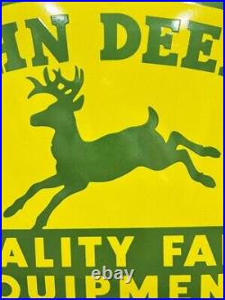 John Deere Quality Farm Equipment 48x37 Inch Porcelain Enamel Sign Single Side