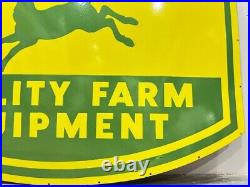 John Deere Quality Farm Equipment 48x37 Inch Porcelain Enamel Sign Single Side