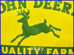 John Deere Quality Farm Equipment 48x37 Inch Porcelain Enamel Sign Single Side