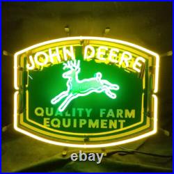 John Deere Quality Farm Equipment Neon Light Sign with Acrylic Logo 19x15 John Deere Quality Farm Equipment Neon Light Sign with Acrylic Logo 19x15