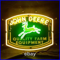 John Deere Quality Farm Equipment Neon Light Sign with Acrylic Logo 19x15 John Deere Quality Farm Equipment Neon Light Sign with Acrylic Logo 19x15