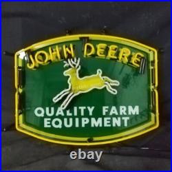 John Deere Quality Farm Equipment Neon Light Sign with Acrylic Logo 19x15 John Deere Quality Farm Equipment Neon Light Sign with Acrylic Logo 19x15