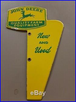 John Deere Quality Farm Equipment New Used Porcelain Sign Tractor Plow Disc Oil