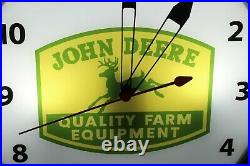 John Deere Quality Farm Equipment Tractor 15 Lighted Metal Pam Clock Sign