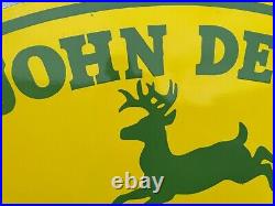 John Deere Quality Farm Equipments 48x37 Single Sided Porcelain Enamel Sign