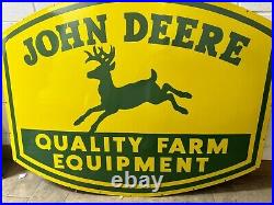 John Deere Quality Farm Equipments 48x37 Single Sided Porcelain Enamel Sign