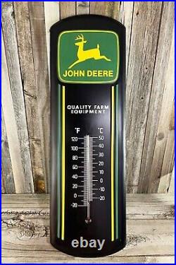 John Deere Quality Farm Tractor Large 27 Metal Thermometer Tin Sign Barn New
