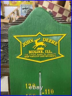 John Deere RARE Hard Plastic Thermometer Sign 29 x 8 FARM GAS OIL COLA