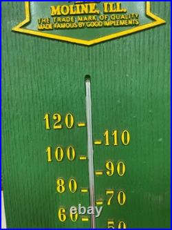 John Deere RARE Hard Plastic Thermometer Sign 29 x 8 FARM GAS OIL COLA